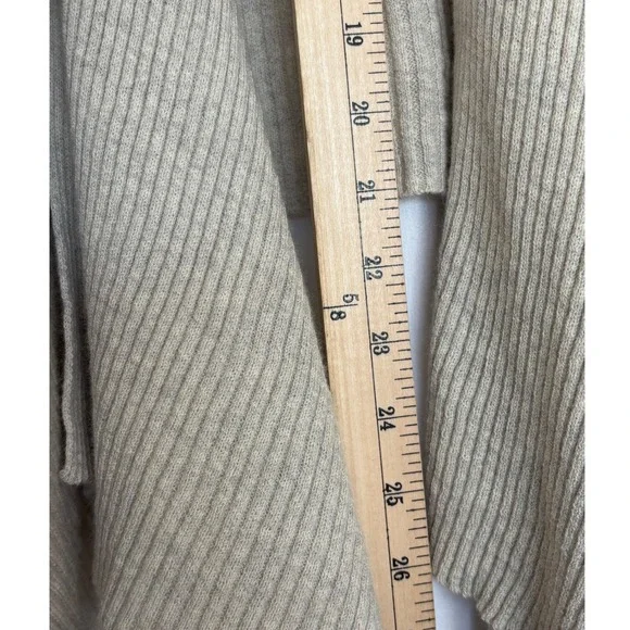 Eileen Fisher Cardigan PS Oatmeal Wool Ribbed Open Front Draped Langenlook - Picture 5 of 7